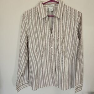 FDJ French Dressing Striped Cotton Blend Button-Up Blouse Size 16 Normcore
